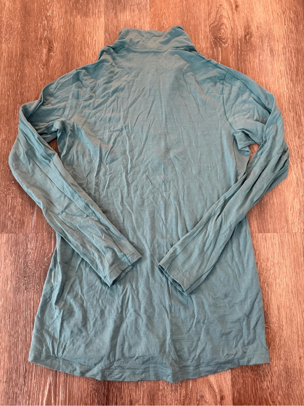REI 100% Merino Wool Teal Quarter-Zip Long Sleeve Pullover base layer - Picture 2 of 3